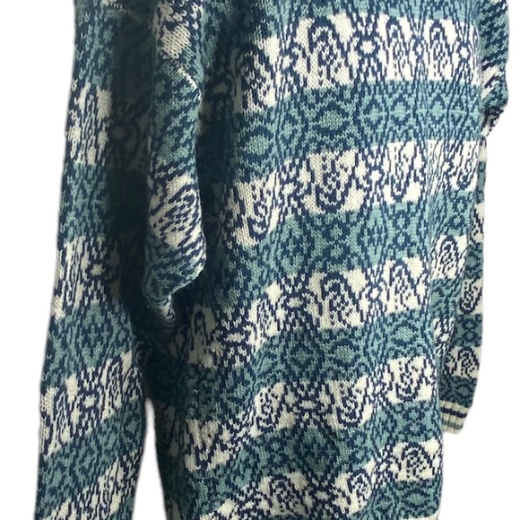 Vintage Concrete Men’s Knit Winter Sweater XL 20 Teal Blue White Geometrical. - Picture 4 of 10